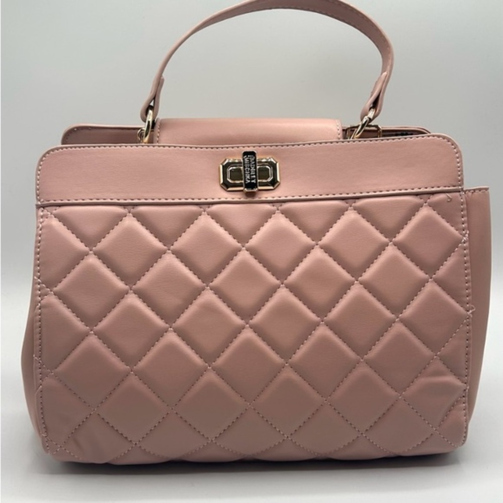 Badgley Mischka Elegant Quilted Pink Handbag